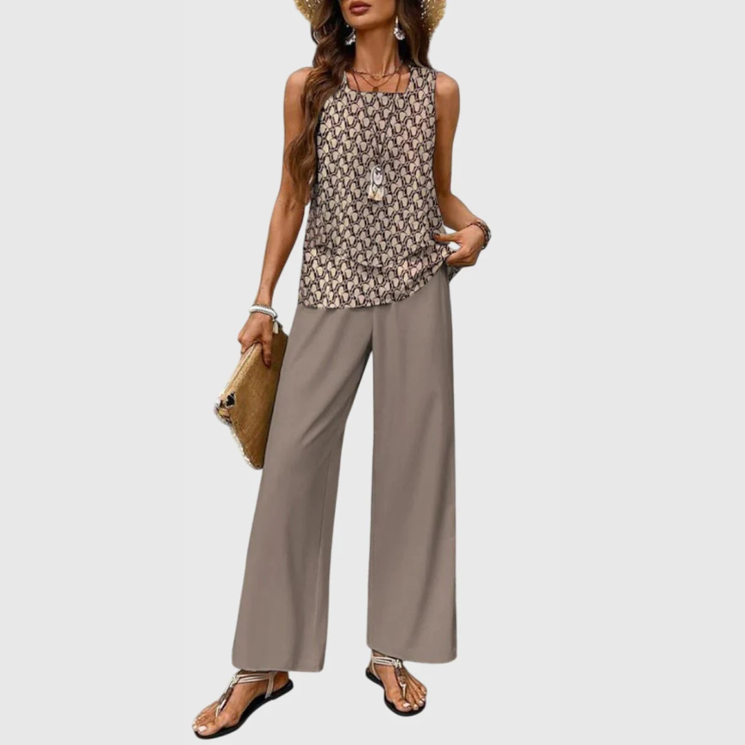 Damen Zweiteiler Hose Set Weite Bein