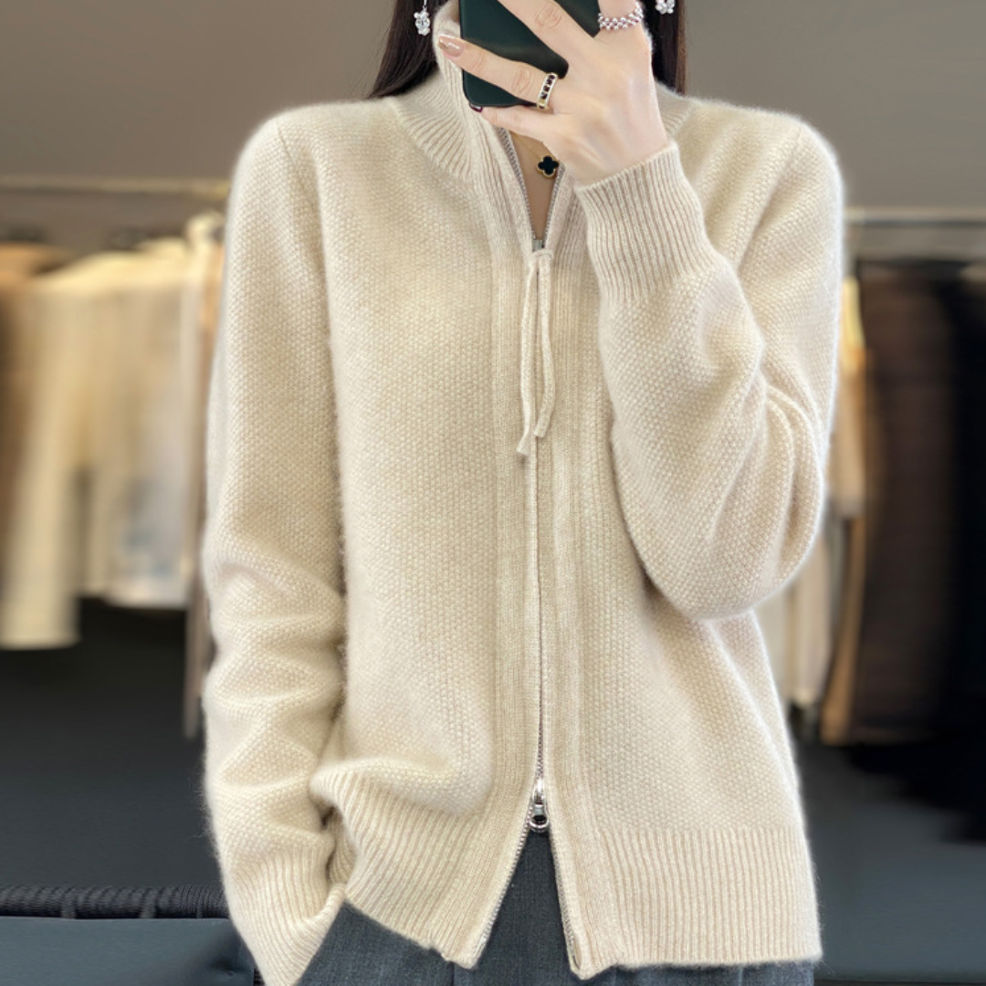 Norvielle Damen Strickjacke Reißverschluss Elegant