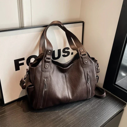Norvielle Damen Lederhandtasche Reißverschluss