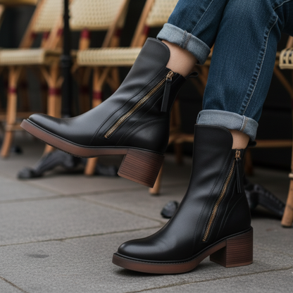 e Lederstiefel Damen Elegante Absatzschuhe
