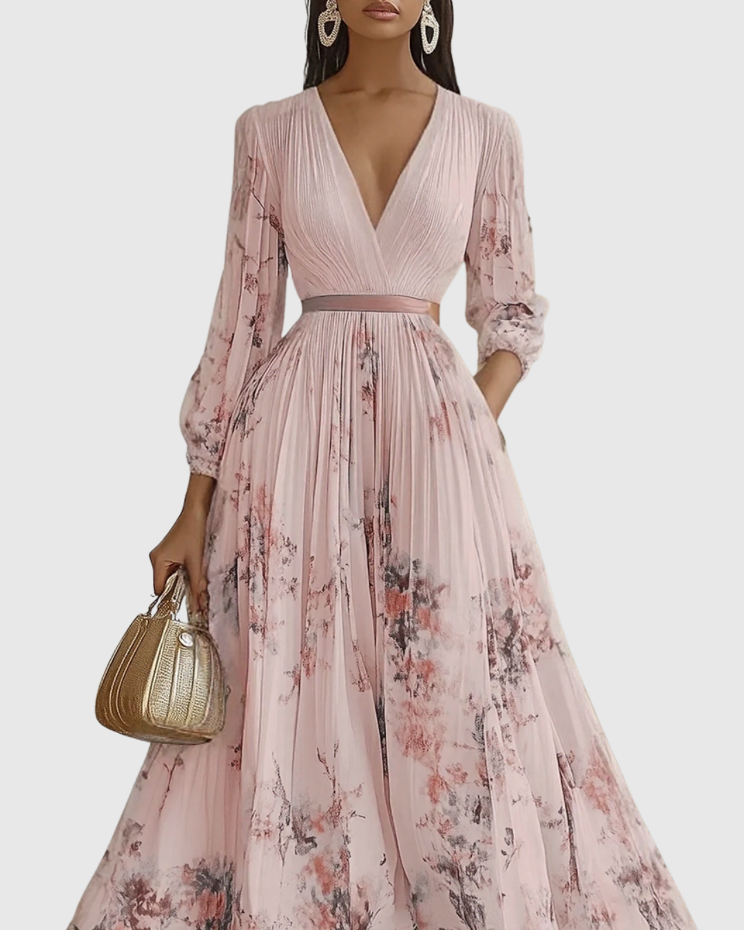 Isabella Damen Ärmelloses Blumenkleid Midi Geplissiert