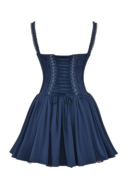 Damen Korsett Minikleid mit Trägern Rüschendetails