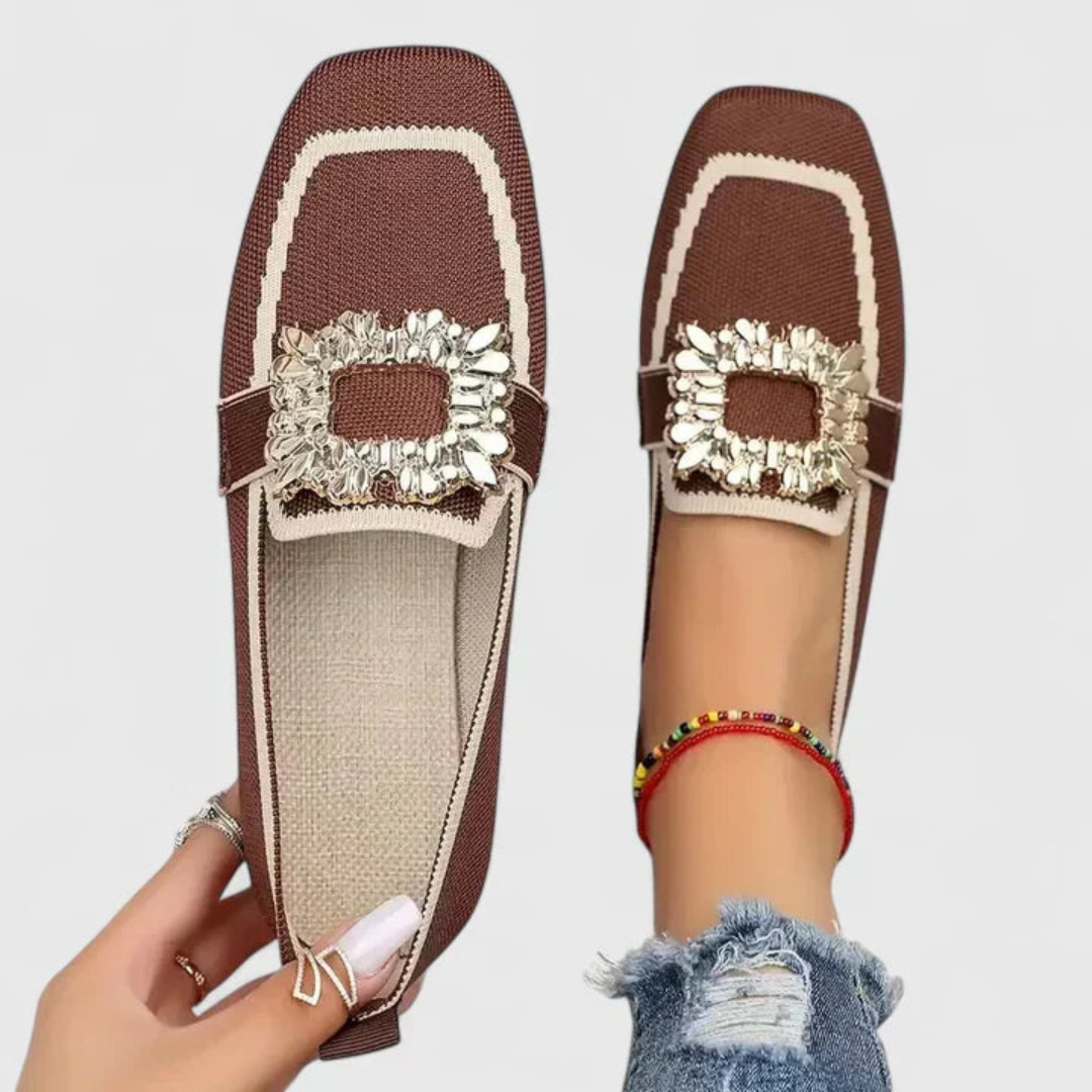 Doris Damen Slip-On Loafer Kristallschnalle