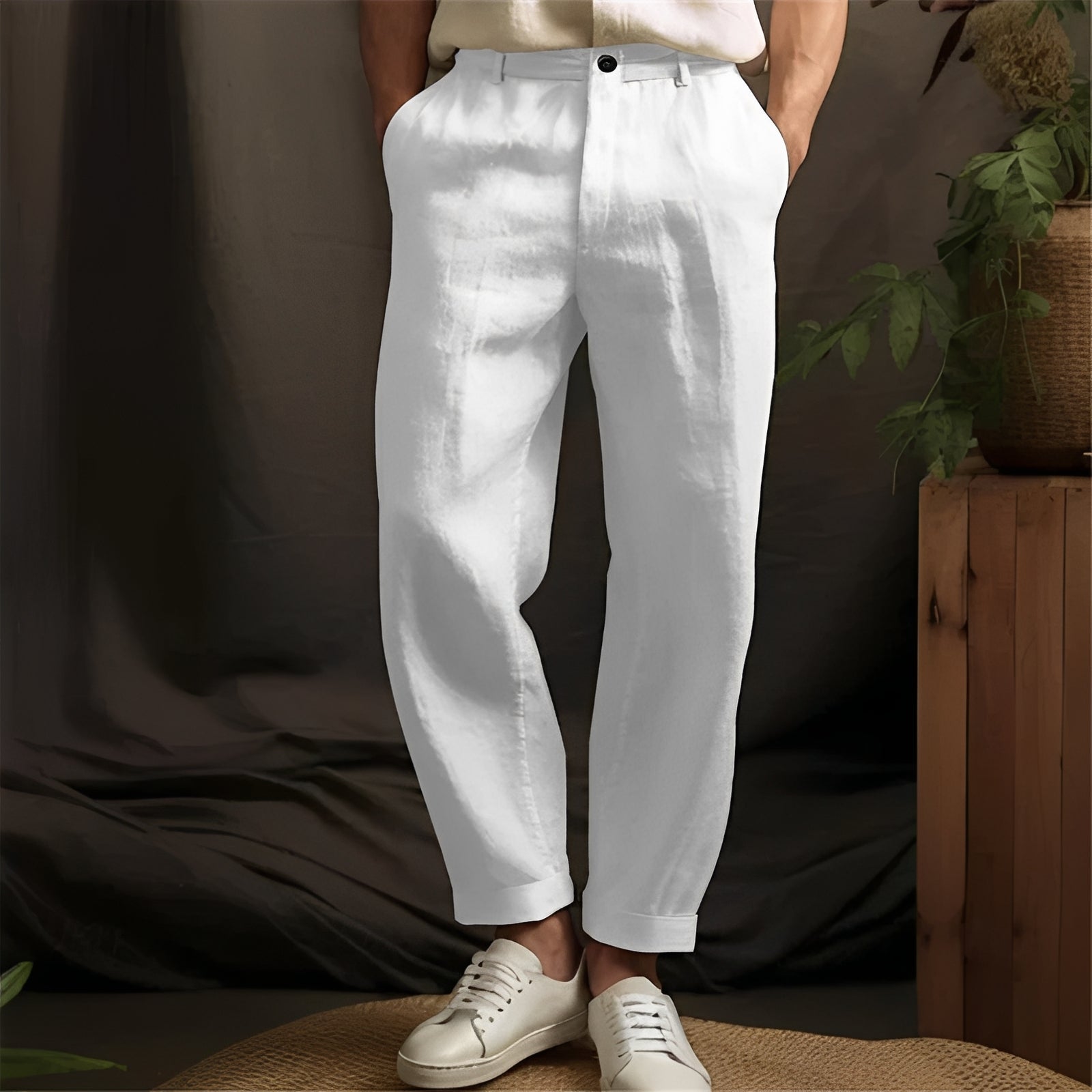 Herrenhose Gerade Geschnitten Bequem Schwarz - Norvielle