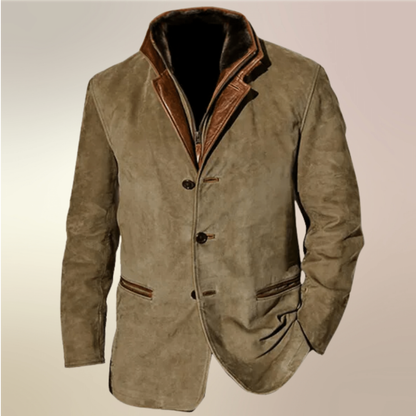 Herren Blazer Winterjacke Khaki Vintage Stil