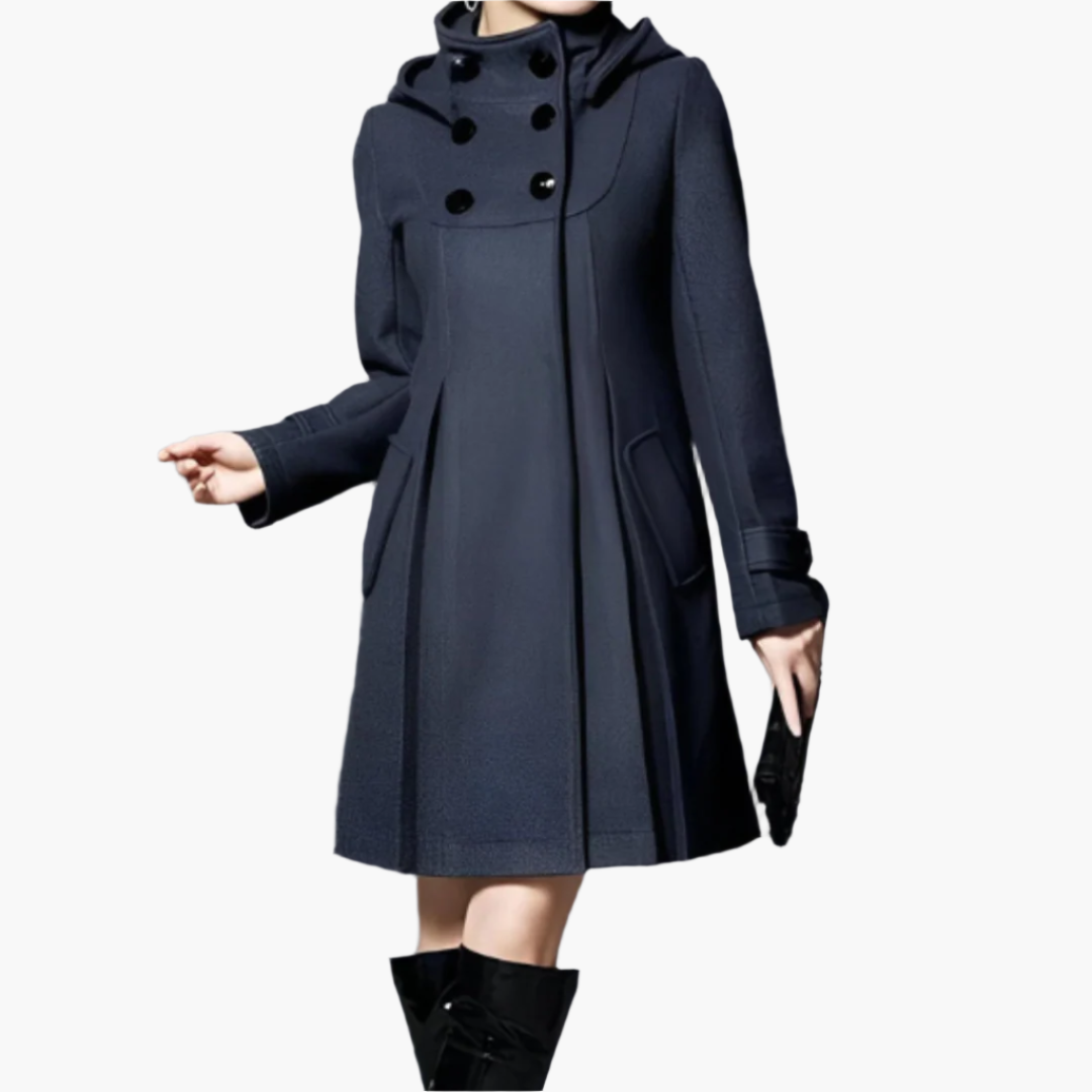 Damen Kapuzenmantel Button-Up Elegantes Design