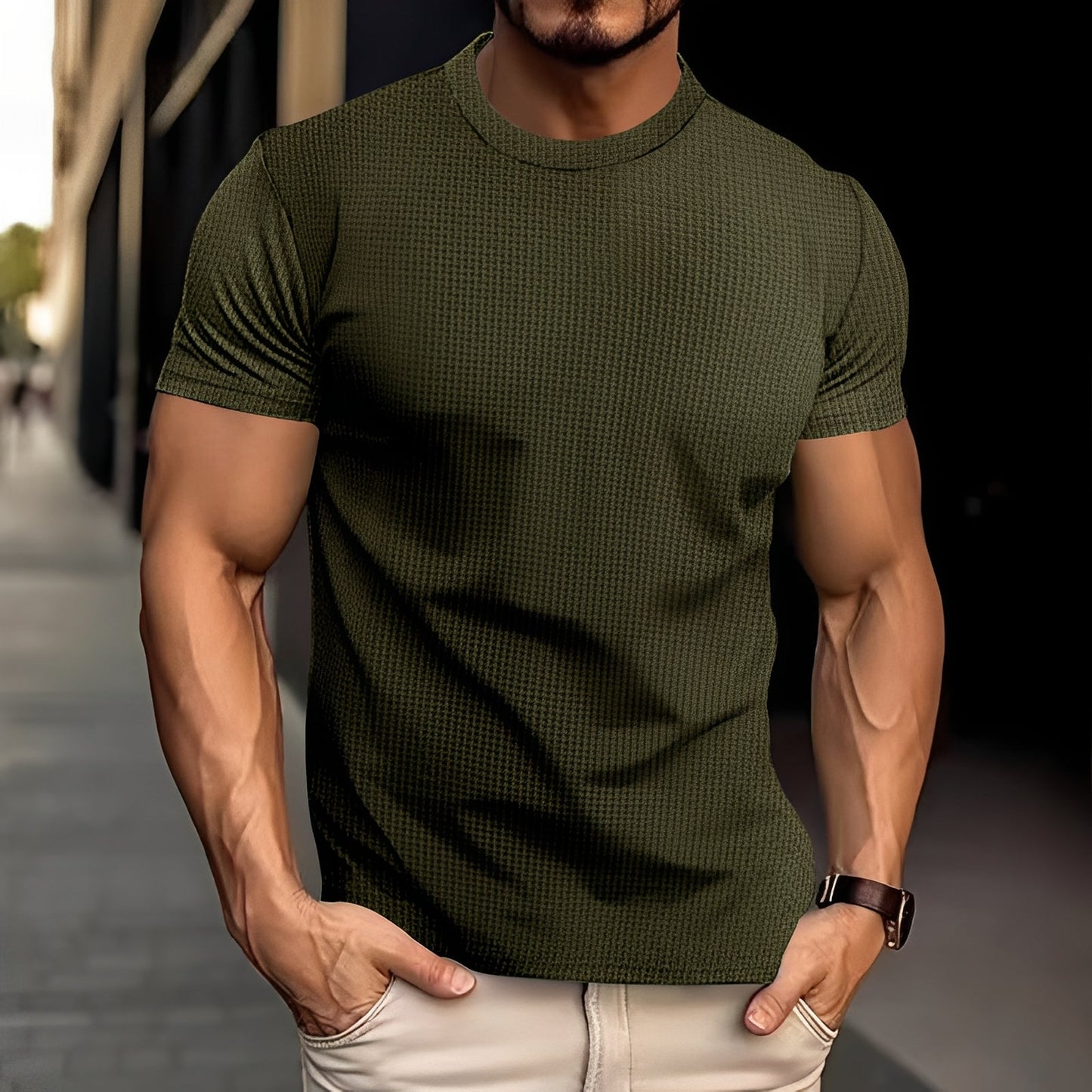 Herren Slim-Fit Hemd Lässig Baumwolle Weiß