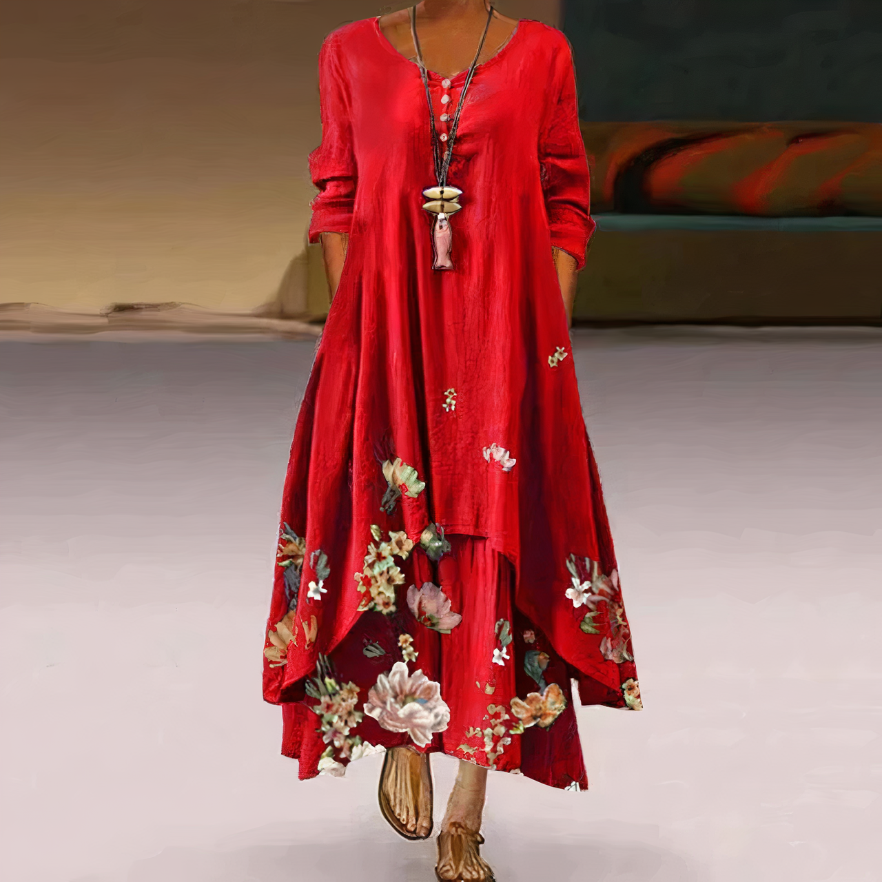 Norvielle Damen Baumwollkleid Leicht Elégant