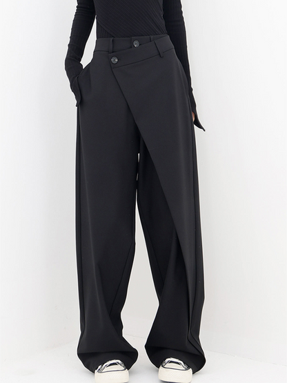 Damen Highwaist-Hosen Weite Bein Baumwolle