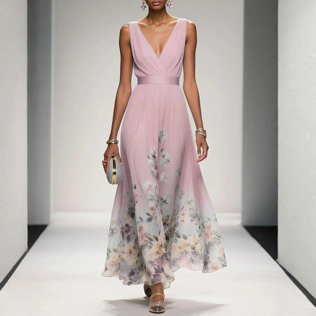 Damen Hochzeitsgästekleid Blumenmuster Kleid