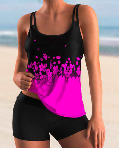 Damen Tankini Set Blumenmuster Badeanzug - Norvielle