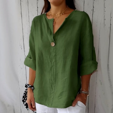 Damen Bluse V-Ausschnitt Weite Passform