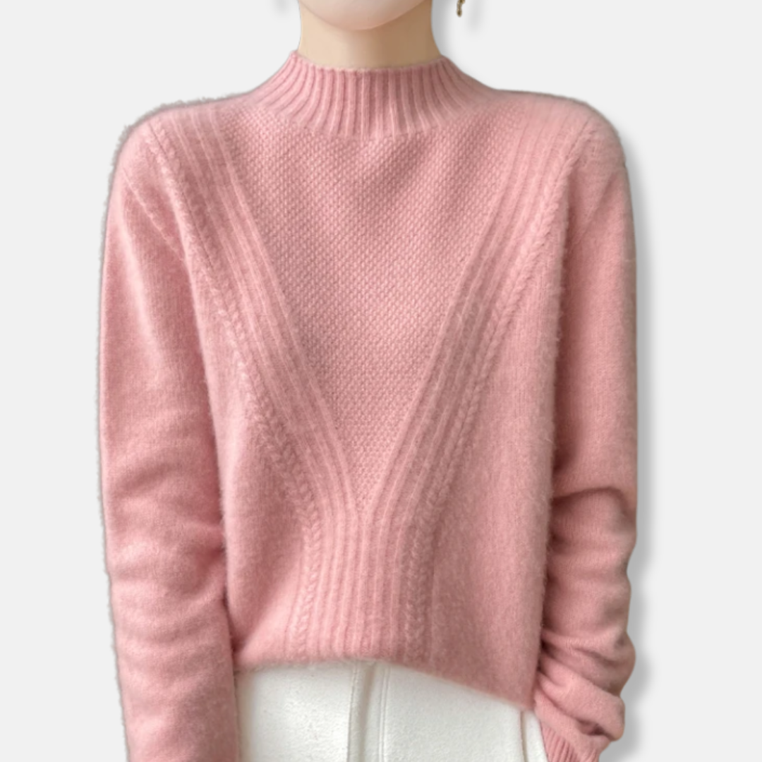 Wollpullover Damen Lockere Passform Rippstrick Beige - Norvielle
