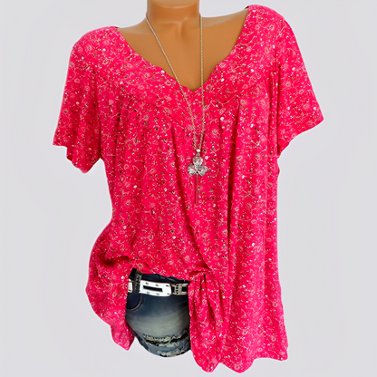 Damen Bluse Blumenmuster Baumwolle Locker Sitzend