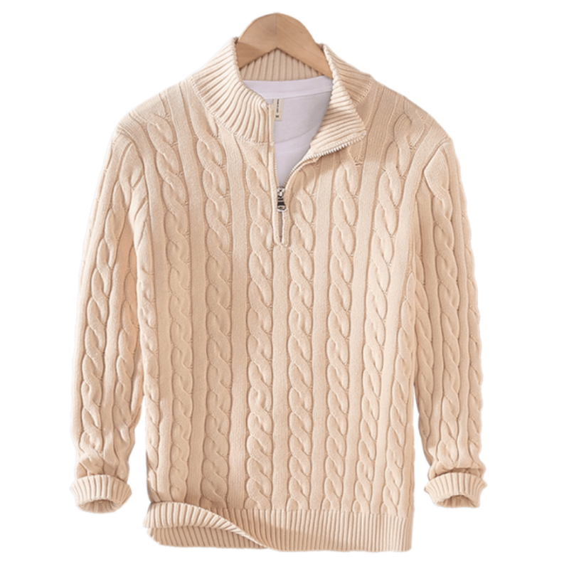 Calvin Herren Strickpullover Kabelstrick Reißverschluss Klassisch