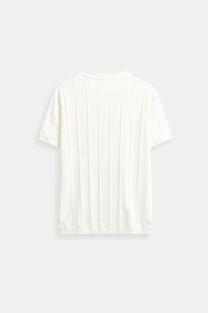 Herren Gestreiftes T-Shirt O-Hals Baumwolle Classic -Weiß