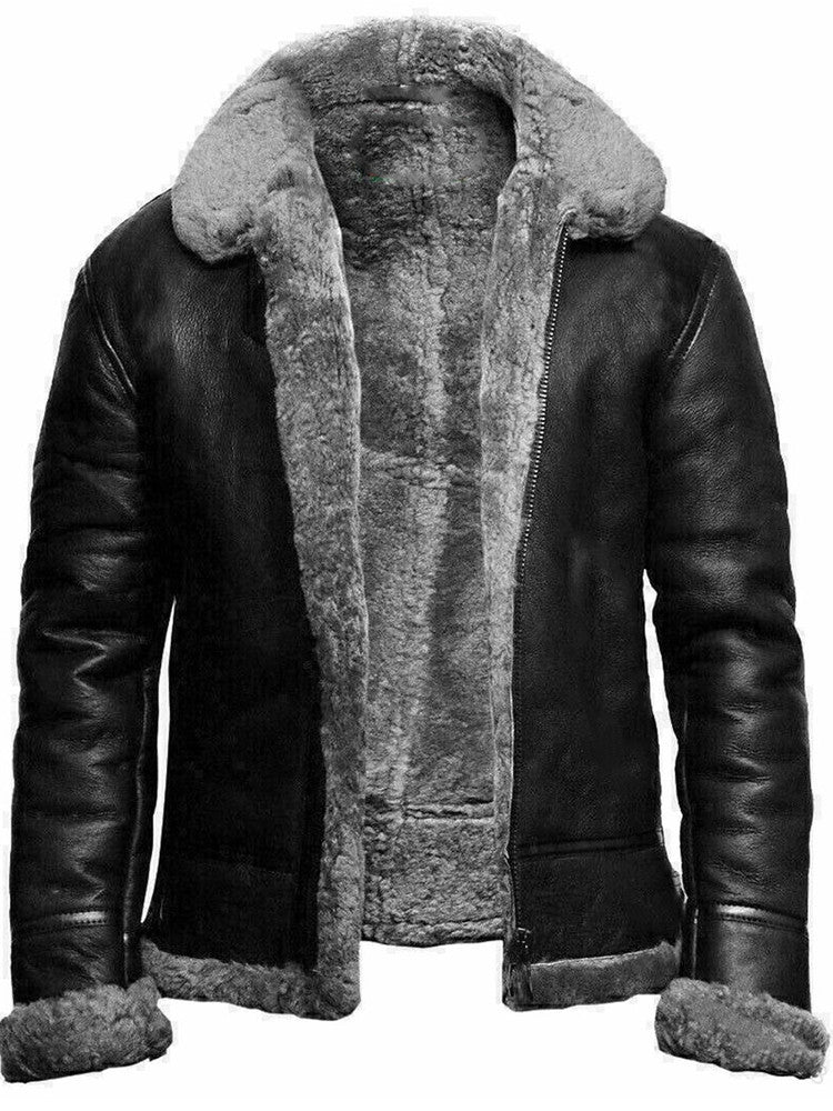 Herren Winterjacke Fellkragen Wärmer Schnitt