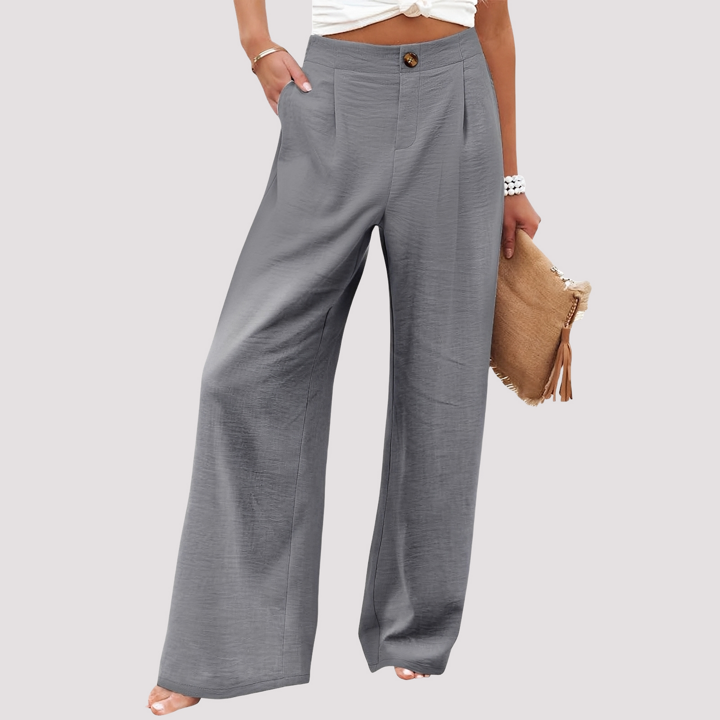 Damenhose Weites Bein Lässiger Stil