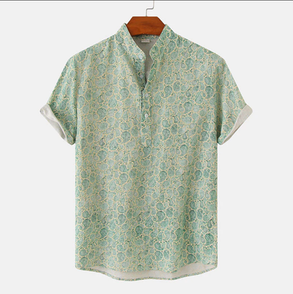 Damen Kurzarmhemd Vintage-Blumenmuster