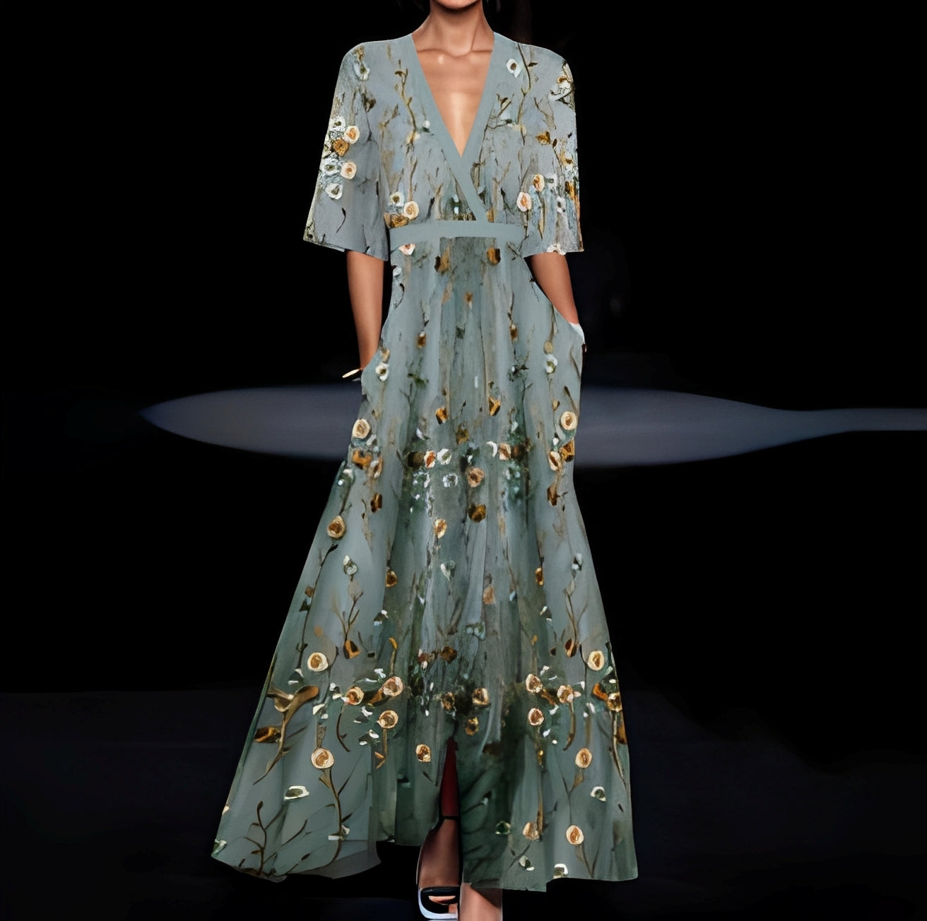 Damen Kurzarmkleid Stilvoll Sommerkleid