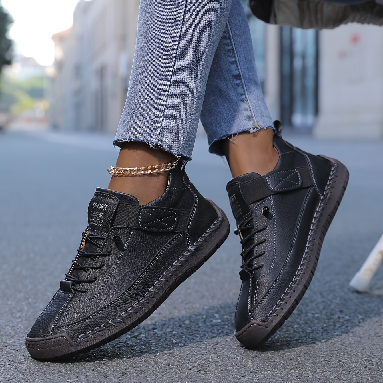 Damen Lässige Schnürplattform-Sneaker