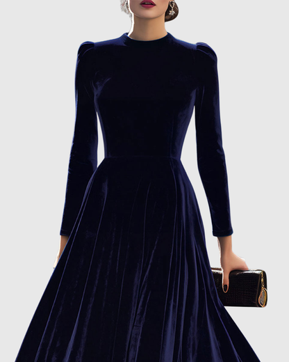Damen Midikleid Samt Elegant