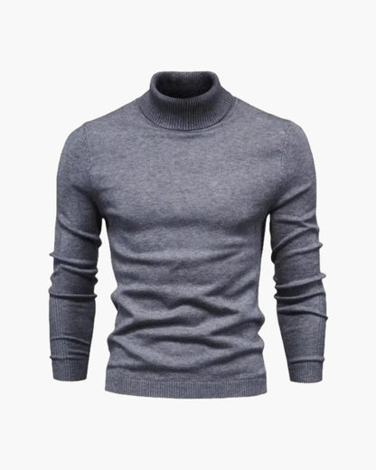 Herren Rollkragen Strickpullover Slim Fit Grau