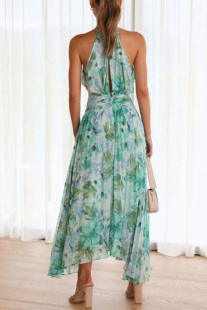 Damen Geblümtes Maxikleid Swingkleid Baumwolle Blumenmuster