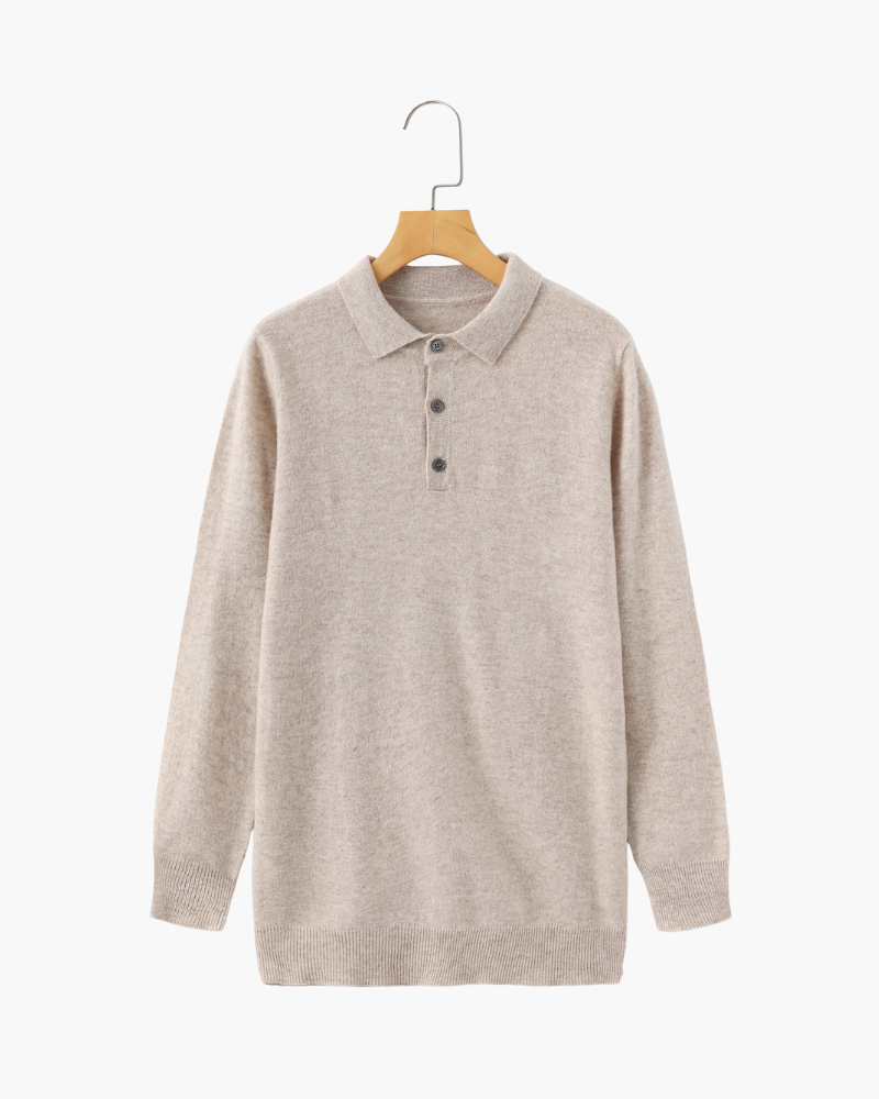 Bennett Herren Kaschmirpullover Polokragen Knopfleiste
