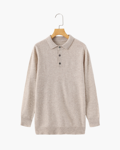 Bennett Herren Kaschmirpullover Polokragen Knopfleiste