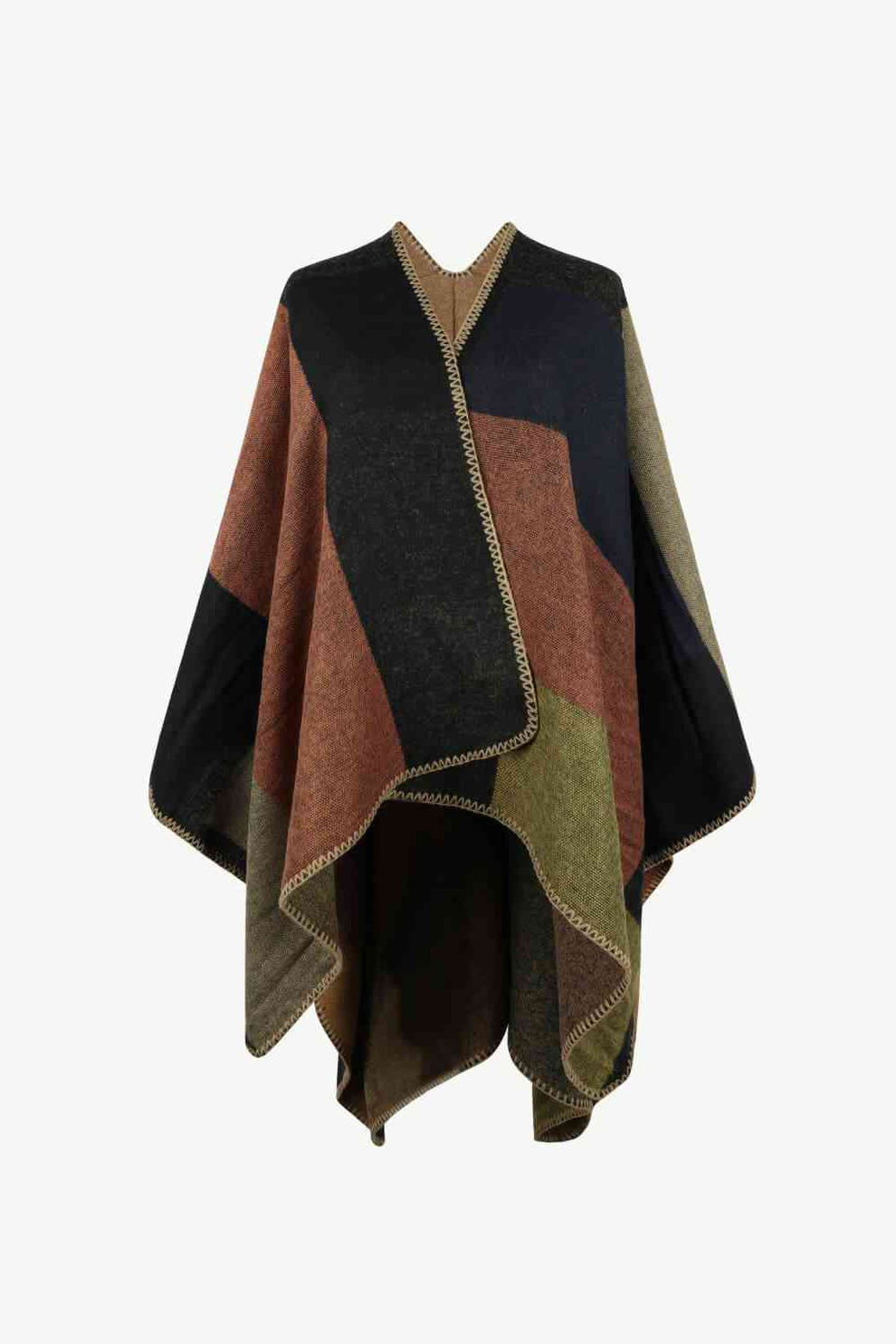 Norvielle Damen Poncho Offenes Design Satten Farben