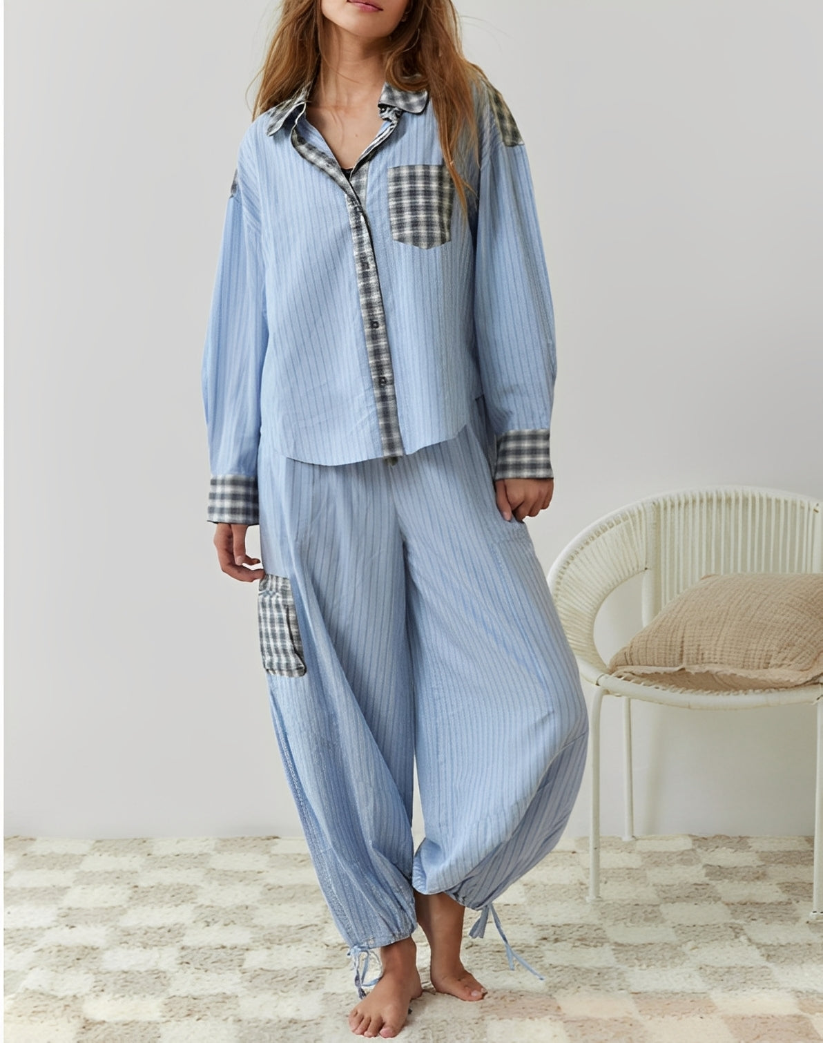 Damen Pyjama-Set Lässig Locker Sitzend