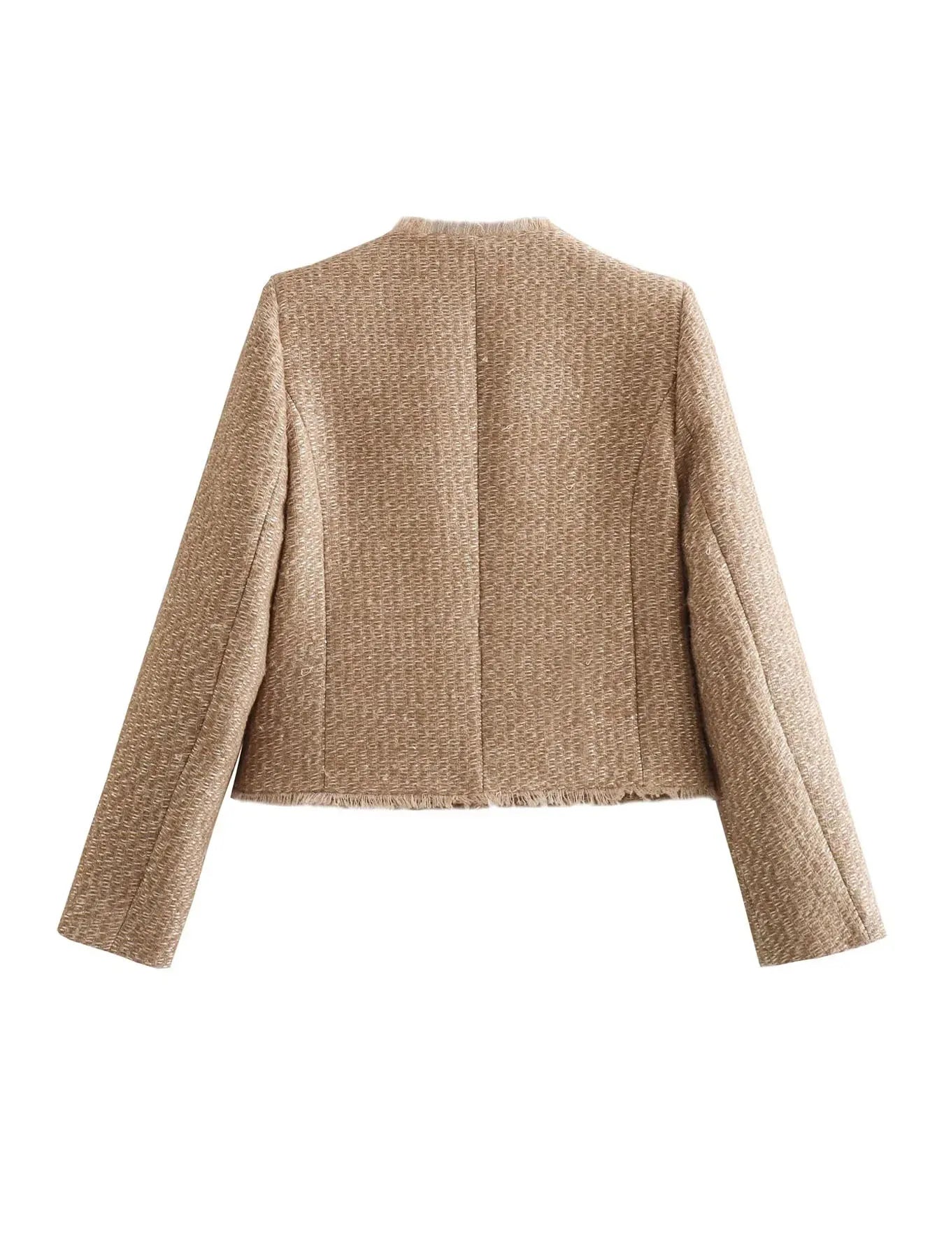 Norvielle Damen Tweed Jackett Kurz Geschnitten