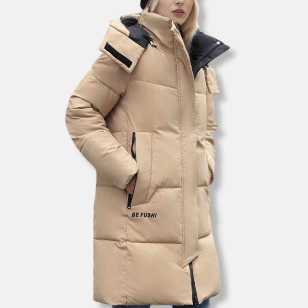 Norvielle Damen Daunenmantel Winterjacke Hochkragen Kapuze