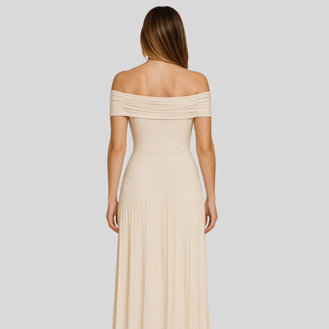 Damen Maxikleid Hochzeitsgast Gefaltet Weiß