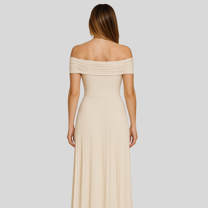 Damen Maxikleid Hochzeitsgast Gefaltet Weiß