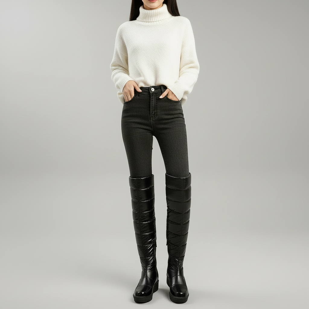Damen Overknee Stiefel Narella Warm Gefüttert