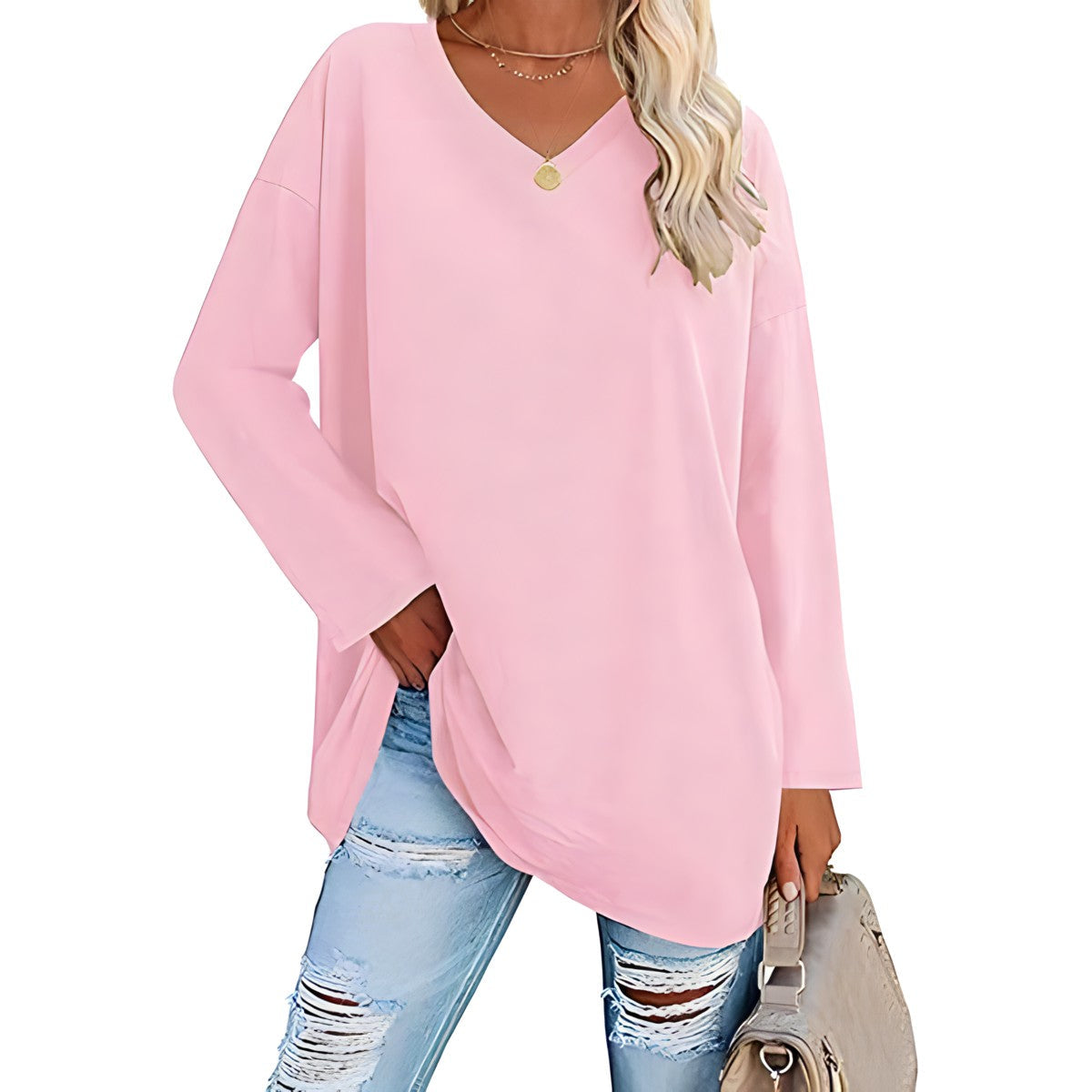 Damen V-Ausschnitt Pullover Relaxed Fit