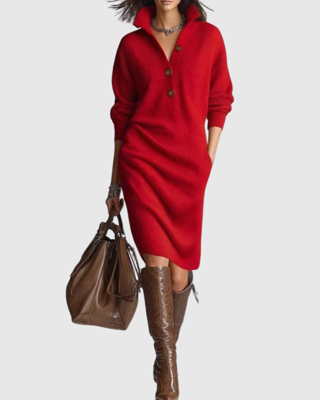 Arianell Damen Midi-Kleid Stilvoll