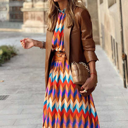 Damen Midikleid Bunt