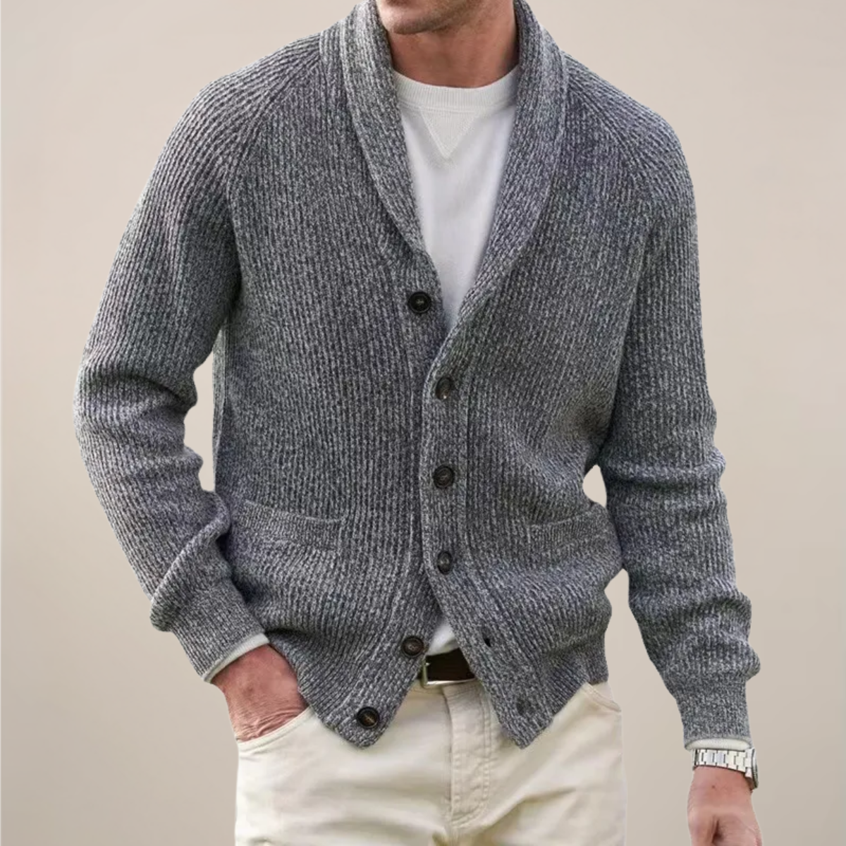 Herren Strickjacke Schalkragen Wärme
