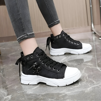 Damen High- Sneaker Jeansblau Reißverschluss