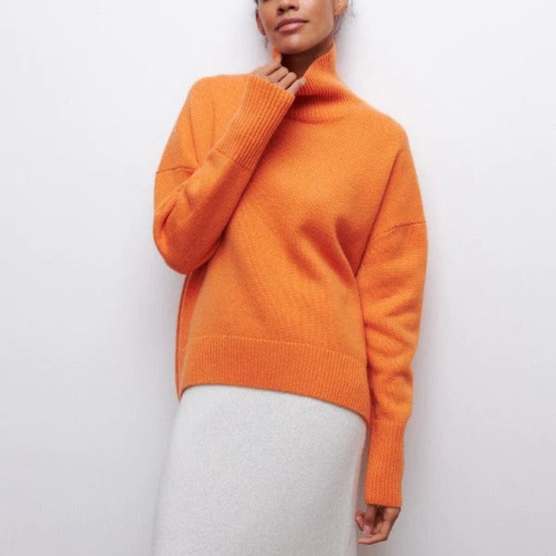 Norvielle Damen Strickpullover Oversized Stehkragen
