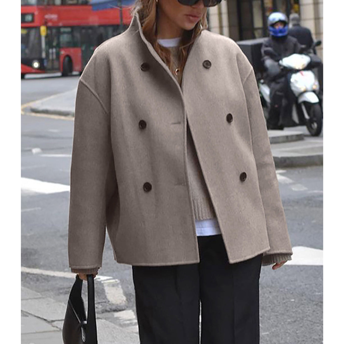 Norvielle Damen Oversized Mantel Übergangsjacke