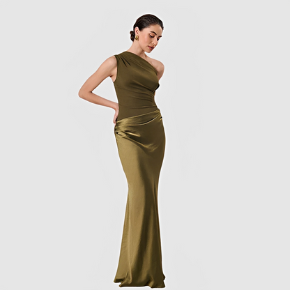 Damenkleid Asymmetrischer Kragen Gerader Rock