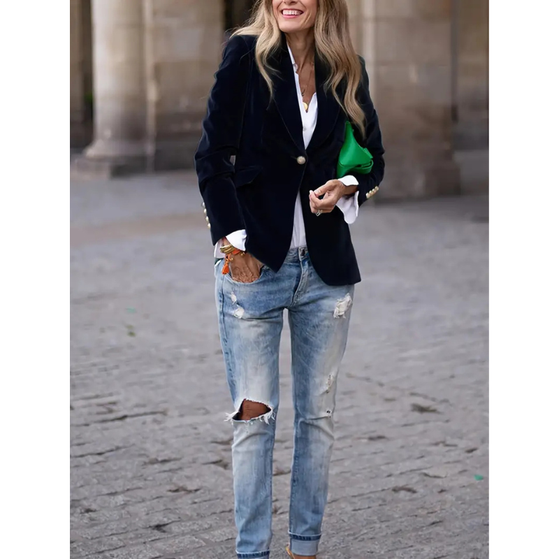Norvielle Damen Blazer Samtvelour Casual