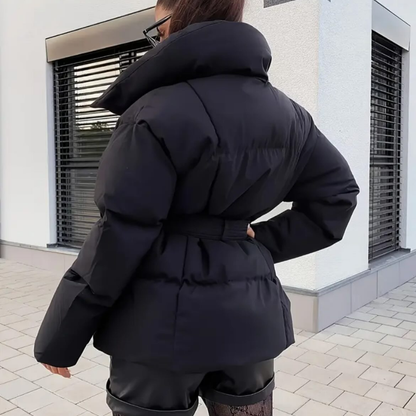 Norvielle Damen Winterkurzjacke Tailliert Mit Gürtel