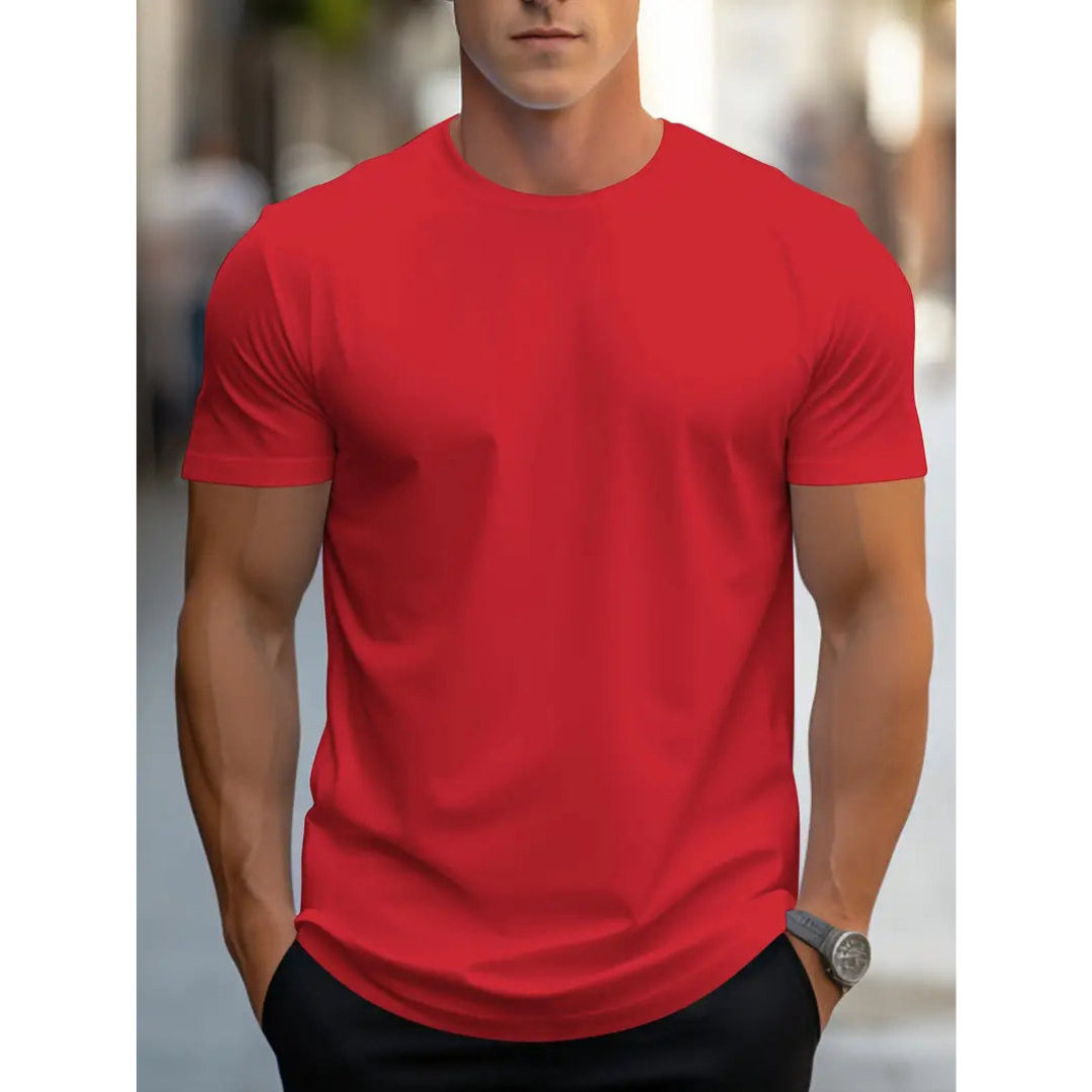 Herren T-Shirt Kurzarm Klassisch Weiß