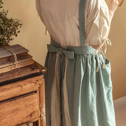 Leinenschürze Rüschendetail Damen Weiss