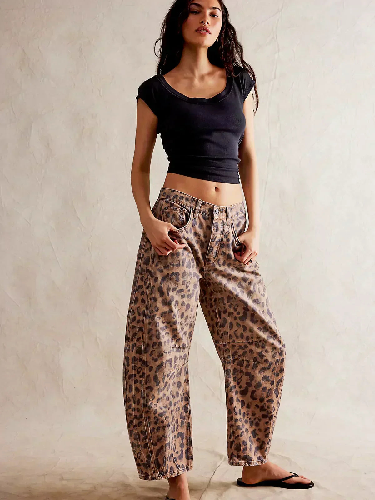 Damen Weite Jeans Bedruckt